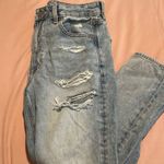 American Eagle  Outfitters Blue Mom Straight Jeans Distressed Style Photo 2