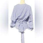 Unique spectrum  Navy and White Wrap Blouse Photo 1