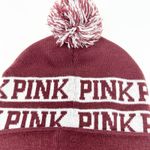 Victoria's Secret Womens PINK Pom Pom Knitted Beanie Winter Cap Hat Burgundy Photo 1