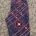 LuLaRoe  Buttery Soft Yoga Band Leggings Navy w/ Stripes Shapes Size T/C EUC 6840 Photo 6