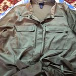 Olive Green satin button front Jumpsuit xl Photo 5