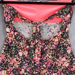 Arizona Black Floral Smock Ruffle Halter Tie Swim Boho Beach Tankini Top S Small Photo 3