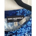 Karl Lagerfeld  Women's Medium Blue Floral Top Career Workwear Corpcore Photo 3
