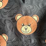 Saferin Teddy Bear Print Black Jacquard Pleated Midi Skirt Kawaii Harajuku Retro Size M Photo 8