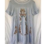 Brass & Roe Embroidered Blue Yellow Orange Lace Floral Boho Mini Dress Size XS Photo 1