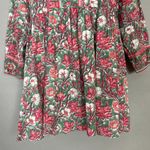 Rain & Rainbow Floral Top Kurti Tunic Peplum Cropped Sleeve Small Women Blouse Pink Photo 5