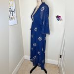 Stevie May Embroidered Leaf Dress V Neck, Lined, Empire Waist Open Back Size XS Blue Photo 5