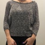 Joyce Leslie  Short Grey and Navy Light Sweater 3/4 Sleeves Crew Neck Photo 0