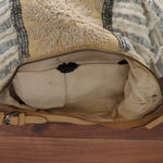 Jasper & Jeera Boho Fringe Beaded Cream Silver Striped Hobo Bag White Photo 7