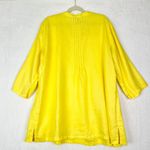 Ali Miles Linen Tunic Size XL Butter Yellow Pintuck Roll Tab Sleeve Coastal Photo 1