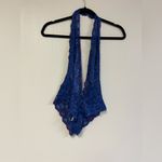 Frederick's of Hollywood Frederick’s Hollywood Plunge Front Jessica Lace Teddy floral blue & fuchsia XS Photo 8