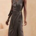 Banana Republic Gray Vegan Suede Sleeveless Wrap Dress S Photo 1