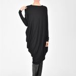 Aakasha Black Asymmetrical Long Sleeve Lagenlook Viscose Blend Tunic Dress Size L Photo 3