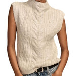Lucky Brand  Women Metallic Cable-Knit Sweater Vest Ivory Silver Size XS MSRP $90 Photo 0
