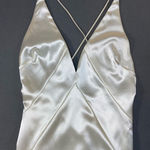 Maniju Manifu Sleek Satin Maxi Dress in Cream Size Small Photo 0