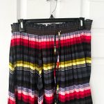 Free People  Black Rainbow Stripe High Low Crinkle Pleat Midi Skirt Boho Small Photo 4