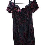 Steppin' Out Vintage Velvet Dress Floral Party Cocktail Black Pink Size 7 Photo 0