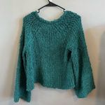 Free People Teal Sand Dune V Neck Sweater Photo 4