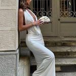 ZARA  maxi dress gown bodycon halter plunge neck party formal wedding evening  Photo 7