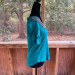 Deletta Anthropologie Women's Teal Beaded Neck Short Sleeve Top Size S Photo 1