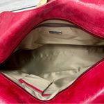 Plinio Visona  Vibrant Pink Leather Shoulder Bag Red Suede Panel Large Hobo Photo 1