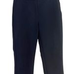 ZARA Straight Leg Mid Rise Dress Trousers Striped Back Waist S Dark Navy Blue Photo 1