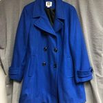 Anne Klein Ann Klein royal blue XXL double breasted lightly worn wool coat PTP 24 length 36 Photo 0