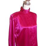 American Vintage Petite Sophisticate Size 4 Vintage 80s Retro Bright Fuschia Magenta Shiny Blouse Photo 1