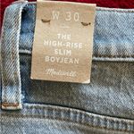 Madewell NWT  The High Rise Slim Boy Jeans Light Blue Distressed Size 30 Photo 10