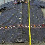 Denim&Co Blue Embroidered Shirt Floral 1X 100 Cotton Jean Button Up Cottagecore Photo 5