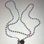 Vintage Light Purple Lavender Flat Bead Beaded Tassel Necklace Photo 4