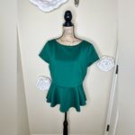 Bisou Bisou NTM:  Short Sleeve Emerald Green Peplum Waist Blouse in Size XL Photo 1