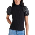 Steve Madden  Peggy Puff Faux Leather Sweater Photo 0