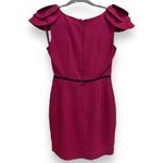 BCBGeneration  Asymmetric Zipper Mini Cocktail Dress Burgundy Wine Petal Sleeve 2 Photo 4