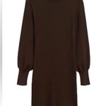 Banana Republic  Puff Sleeve Ribbed Sweater Midi Dress Chocolate Brown Size M P Photo 5
