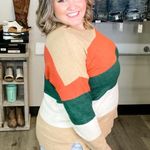 Sew In Love "Lindy" Long Sleeve Round Neck Stripe Sweater Size 1X Tan Photo 2