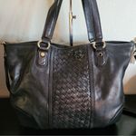 Cole Haan Black Devin Woven Leather Tote Bag Black Photo 4