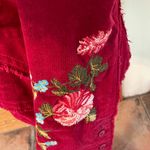 Johnny Was  Red Corduroy Floral Embroidered Jacket Boho Bohemian Size Small Photo 5