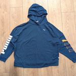 Puma  Womens XL Blue Logo Hoodie Sweatshirt Shirt Top Hooded Oversized Photo 0