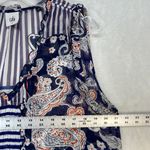 CAbi  Paisley Blouse Sleeveless Ruffle Trim Sheer‎ Top Blue Orange Size M Photo 1