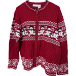 Croft & Barrow Red Snowman Fair Isle Knit Zipper Front Cardigan Sweater XL Photo 0