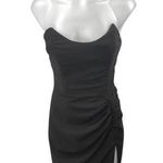 NBD Black Strapless Sleeveless Ruched Bandeau Mini Bodycon Pencil Tube Dress M Photo 0