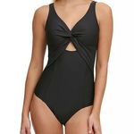 DKNY Black Peek-A-Boo Twist One Piece Swimsuit Size 10 NWT Photo 0
