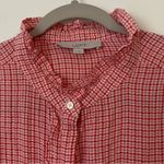 Loft Gingham Check Ruffle Collar Long Sleeve Flannel Top in XL Photo 4