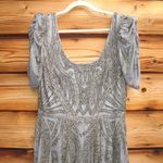 Mac Duggal 5434 Short Sleeve Beaded A-line Tea Length Dress Photo 7