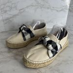 Loeffler Randall Shoes Womens Size 8.5 Beige Gingham Bow Espadrille Platform Photo 1