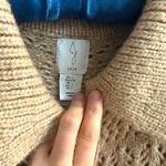 Joie  Crochet Knit Collared Button Up Cardigan Sweater top boho tan light brown L Photo 4