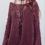Free People  Pretty‎ Pointelle Open-Knit Vee Sweater in Rose Glow Size Medium Photo 0