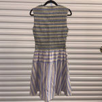 NWOT STINE GOYA Blue Beige Striped Smocked Mini Dress Large Photo 5