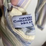 Angelique Vintage Striped Button Up Pastel Cotton Size XL Purple Photo 9